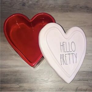 RAE DUNN Heart Shaped Trinket Box ‘HELLO PRETTY’